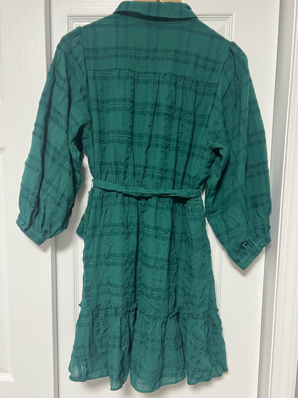 LC Lauren Conrad Green Plaid Mini Shirt Dress M - Picture 5 of 8